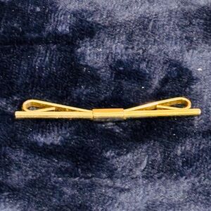 Vintage Gold Tone Tie Bar Clip | 2.25” Loop Spring Mens Tie Clip | Mid Century